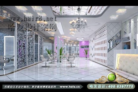 浙江省绍兴市镶钻马赛克自然时尚、个性十足发廊设计案例