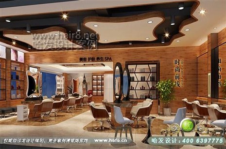 广东省广州市本案大厅在设计上强调功能，强调结构和形式的完整。美发店装修设计案例