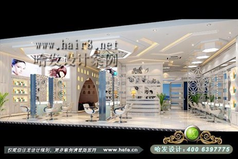 上海市自然纯色清新、星星灯片理发店装修案例