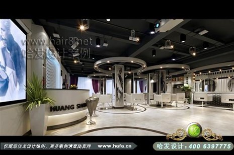 福建省南安市本案延续现代风格，采用钢琴键的元素理发店装修案例