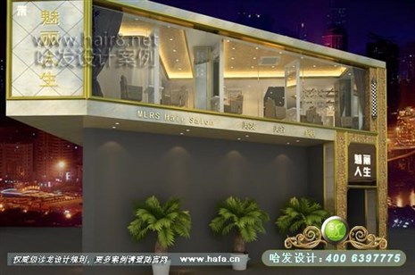 广东省深圳市现代偏简欧风格，体现空间的区域感美发店装修设计案例