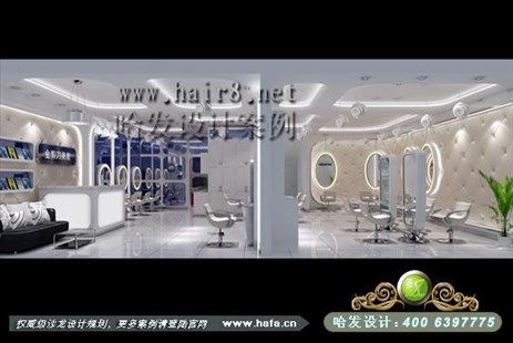 广东省肇庆市圆与弧结合之时尚简约美发店装修案例
