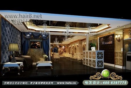 山东省青岛市本案的设计风格为简约欧式，营造典雅、高贵的气质理发店装修案例