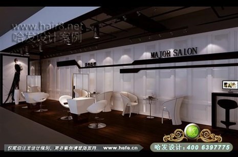 江苏省南京市本案运用现代黑白经典元素，强烈的突出现代风格的简洁清爽理发店装修案例