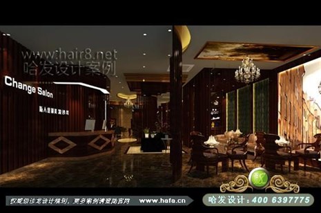 江苏省苏州市本案的设计风格以欧式复古为主，营造典雅、低调奢华的气质理发店装修案例
