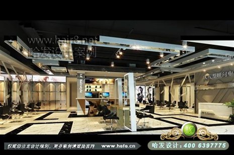 江西省樟树市本案为现代风格，线与线的流动，体现个性时尚空间美发店装修案例