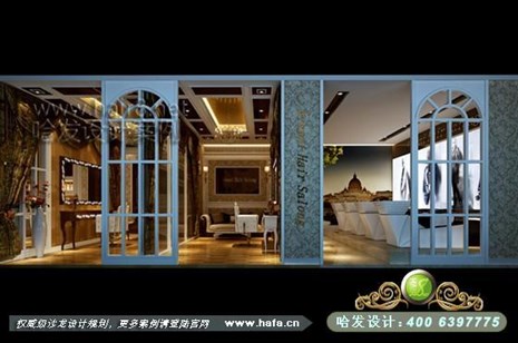 江苏省南通市本案的设计风格为简约欧式，营造典雅、高贵的气质理发店装修案例