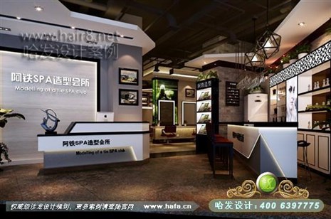 河南省安阳市本案为现代风格，线与线的流动，体现个性时尚空间发廊设计案例