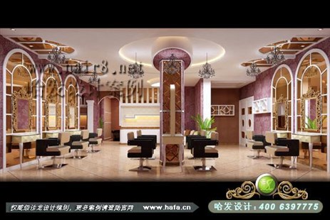 广东省江门市低调奢华、紫色浪漫之简欧风格美发店装修案例