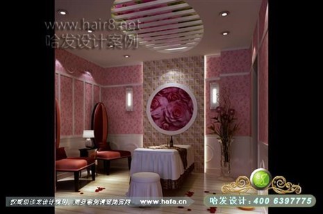 云南省昆明市本案的设计风格大面积采用木饰面，体现空间的舒适感美容院装修案例