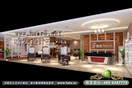 广东省清远市茶色镜面时尚拼接美发店装修设计案例