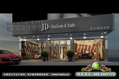 安徽省桐城市本案采用大面积咖啡色系与灯光的配合，营造低调怀旧复古的风格美发店装修案例