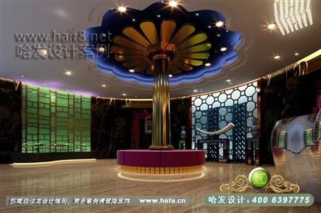 黑龙江省哈尔滨市装饰造型多以柔美的曲线为主，打造一个休闲放松的空间美容院装潢案例