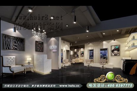 上海市经典时尚黑白灰美容店装修案例