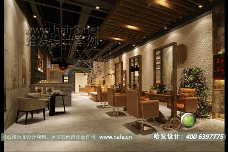上海省上海市上海80秀美容美发舒适休闲的场所，独特的留白空间干净利索的打造了营业场所。美发店装修设计案例理发店装修案例