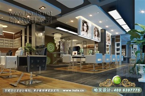 浙江省富阳市本案为现代风格，线与线的流动，体现个性时尚空间美发店设计案例