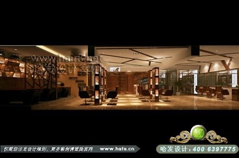 广东省深圳市本案采用大面积木饰面与灯光的配合，营造低调的风格美容店装修案例