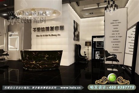 广东省佛山市本案运用现代黑白经典元素，强烈的突出现代风格的简洁清爽美发店设计案例